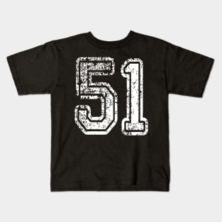 Number 51 Grungy in white Kids T-Shirt